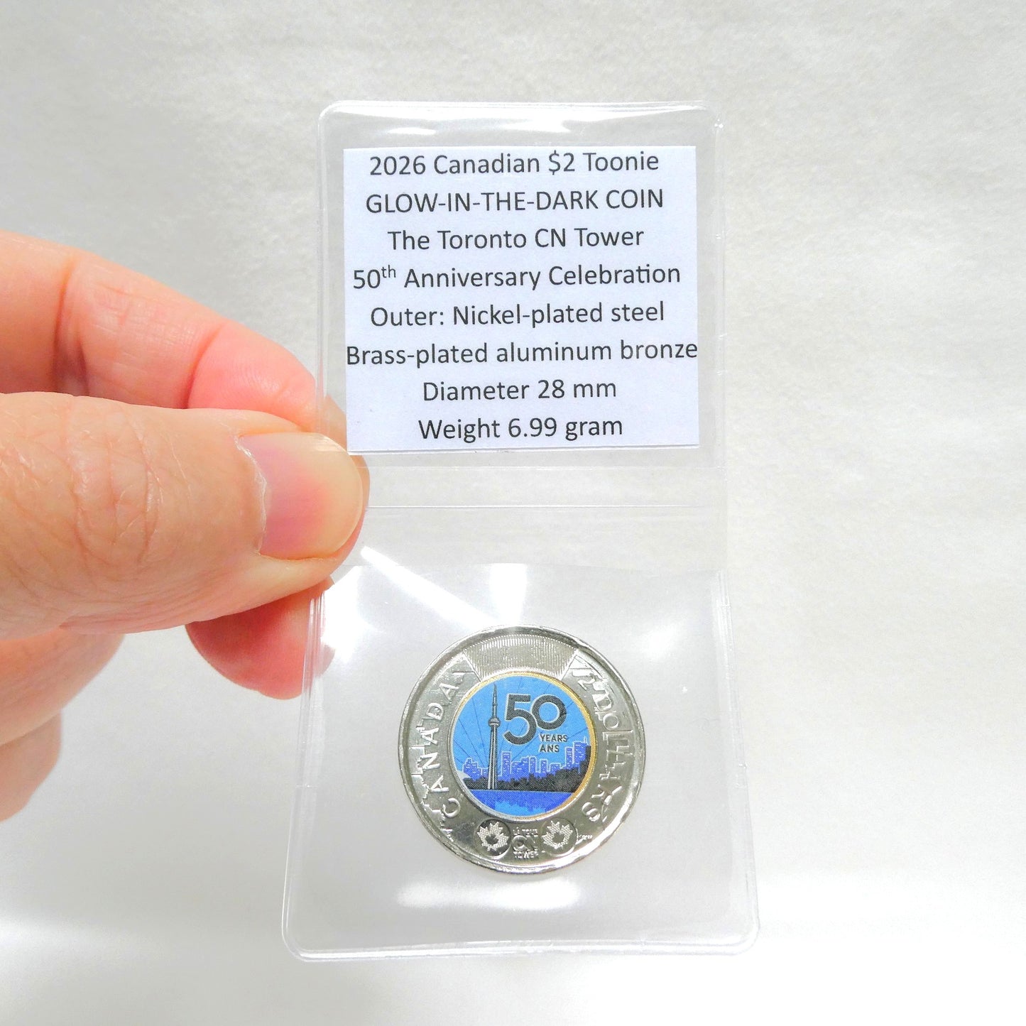 2026 Canadian $2 Toonie GLOW-IN-THE-DARK COIN: The 50th Anniversary Celebration of The Toronto CN Tower in a Special Presentation Holder