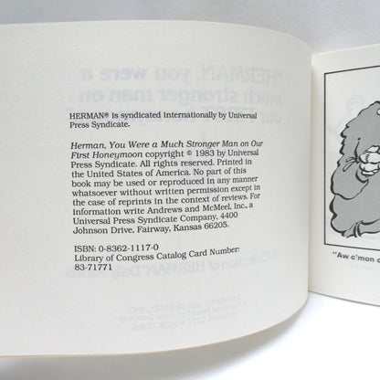 HERMAN, YOU WERE A MUCH STRONGER MAN ON OUR FIRST HONEYMOON, by Jim Unger (1983 1st Ed.)