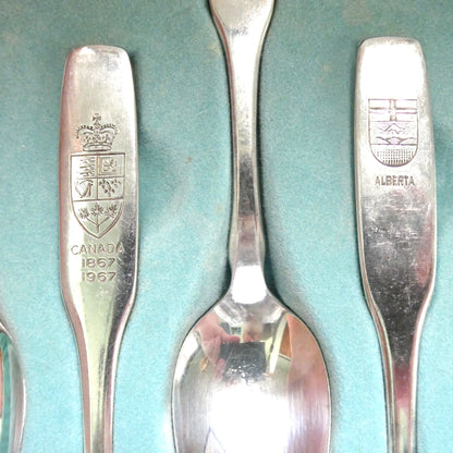 EXPO 1867-1967 SET OF 12 SPOONS: Canadian Provinces and Territories PLUS BONUS EXPO SPOON & COA, by Oneida Silversmiths of Canada