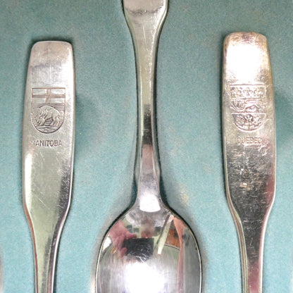 EXPO 1867-1967 SET OF 12 SPOONS: Canadian Provinces and Territories PLUS BONUS EXPO SPOON & COA, by Oneida Silversmiths of Canada
