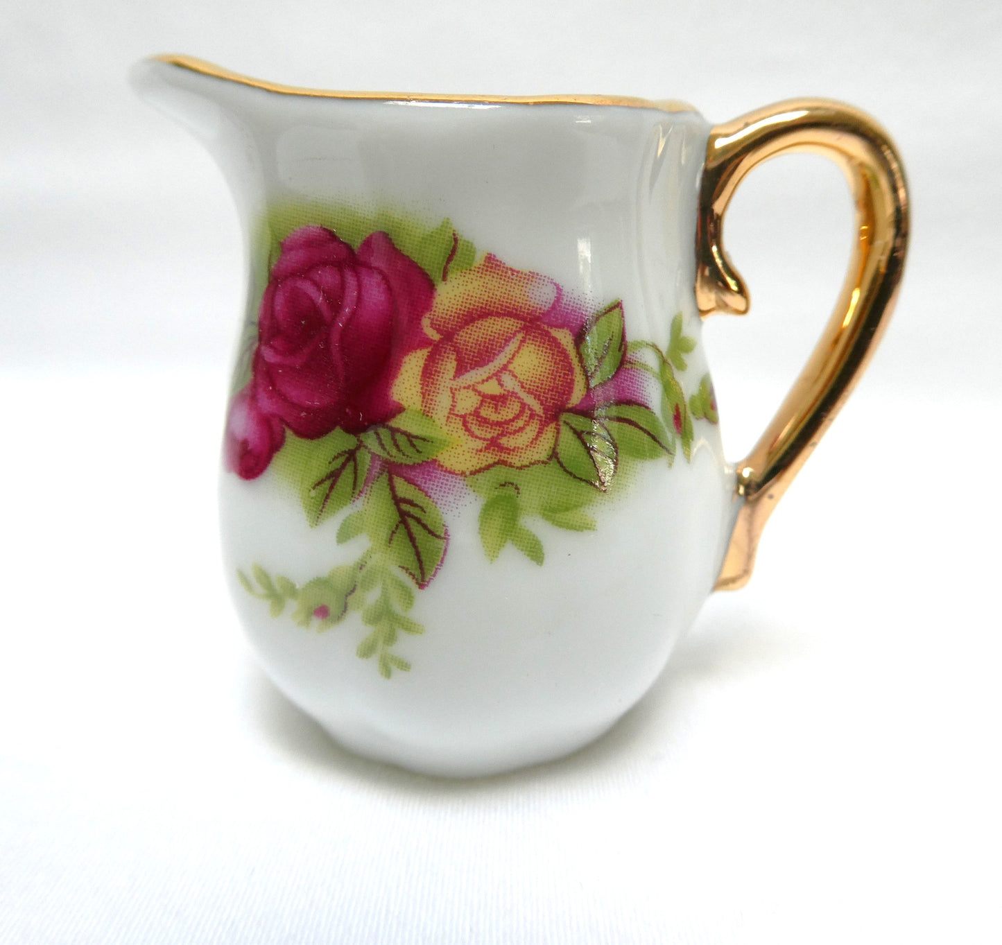 Miniature Children's BRAND NEW TEA SET, Victorian-style pink and yellow rose motif with gold gilded trim, by Adeline Collection