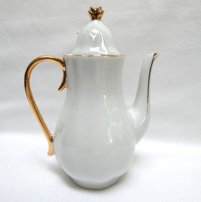 Miniature Children's BRAND NEW TEA SET, Victorian-style pink and yellow rose motif with gold gilded trim, by Adeline Collection