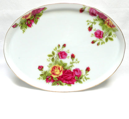 Miniature Children's BRAND NEW TEA SET, Victorian-style pink and yellow rose motif with gold gilded trim, by Adeline Collection
