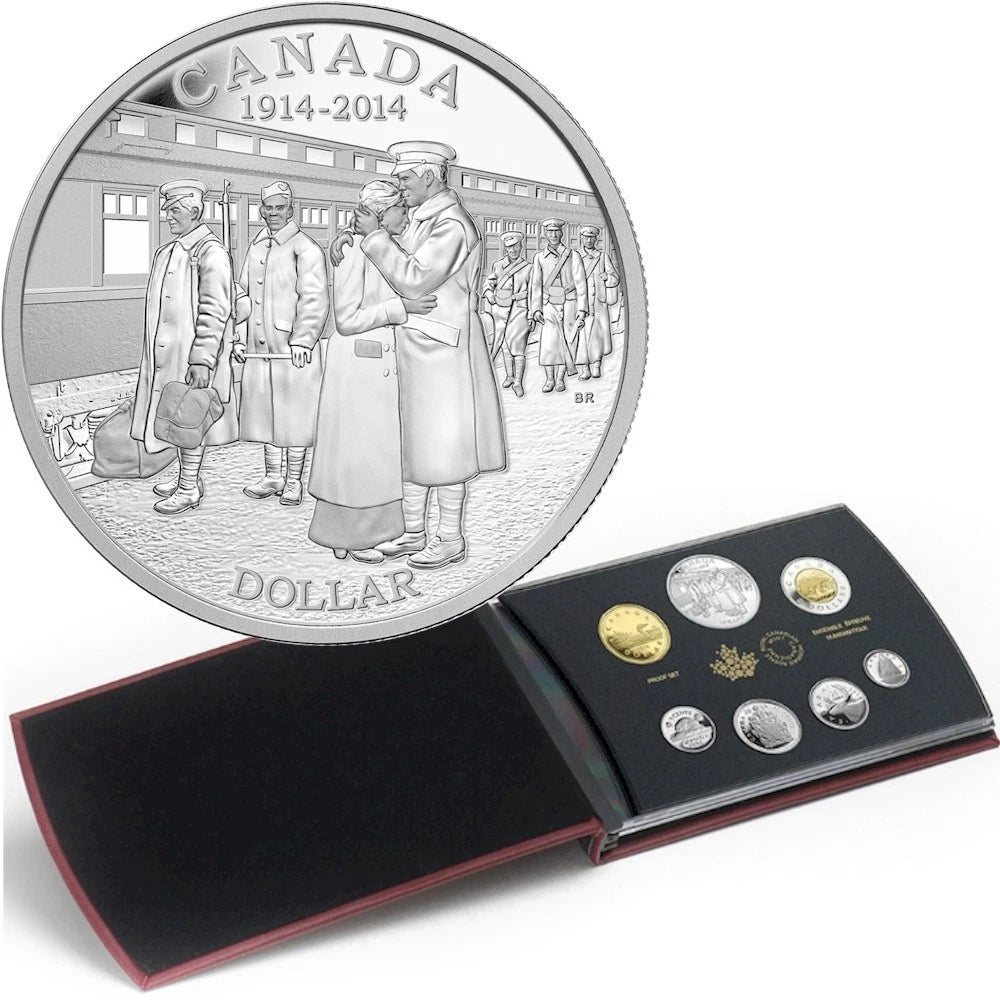 2014 Canadian 7-Coin Silver Dollar Proof Set: DECLARATION OF WW1, 100th Anniversary