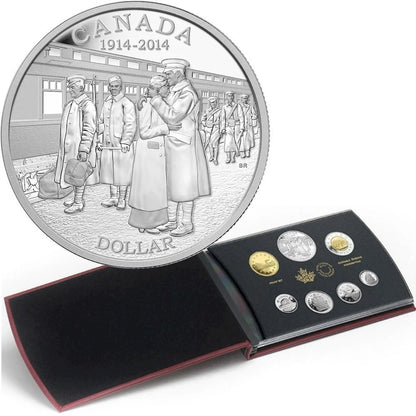 2014 Canadian 7-Coin Silver Dollar Proof Set: DECLARATION OF WW1, 100th Anniversary