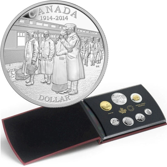 2014 Canadian 7-Coin Silver Dollar Proof Set: DECLARATION OF WW1, 100th Anniversary