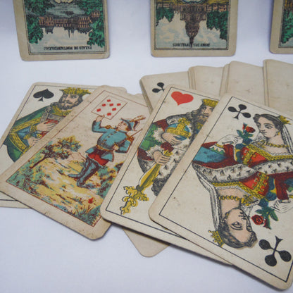 Antique Playing Cards, Partial Deck of 45 Cards, ALL 4 Aces & Made in France!