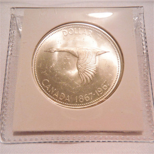 1967 CANADIAN SILVER $1 DOLLAR COIN: 80% Pure Silver