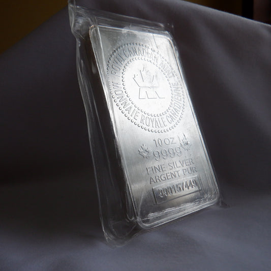 10 Troy Ounce Pure Silver Bar .9999 by The Royal Canadian Mint