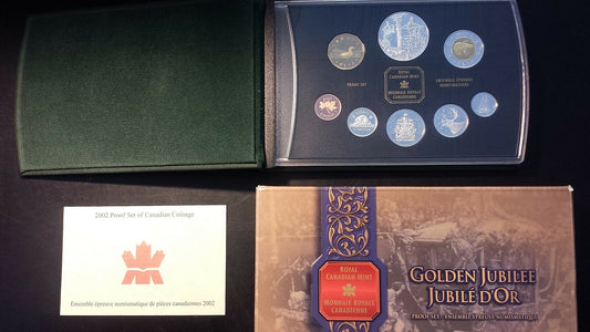 2002 Canadian 8-Coin Proof Double Dollar Set: QUEEN'S GOLDEN JUBILEE Silver Dollar