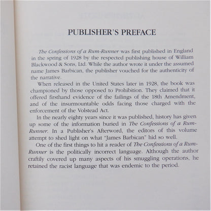 THE CONFESSIONS OF A RUM-RUNNER, True Stories by James Barbican, 2007