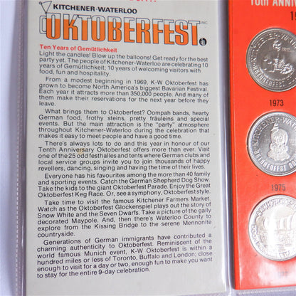 KITCHENER-WATERLOO OKTOBERFEST: 10th Anniversary 6-Coin Souvenir Token Set, 1973-1978