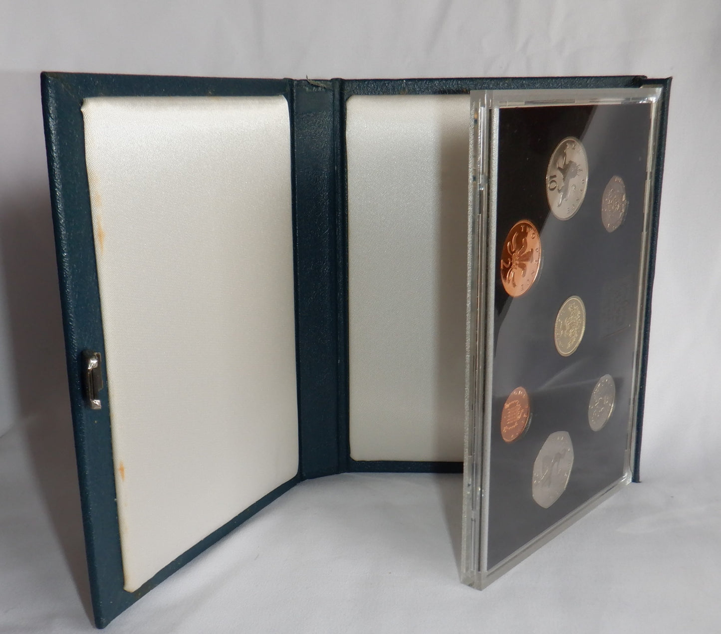 1987 United Kingdom 7-Coins PROOF SET, Great Britain Penny to 1 Pound ENGLISH OAK COIN