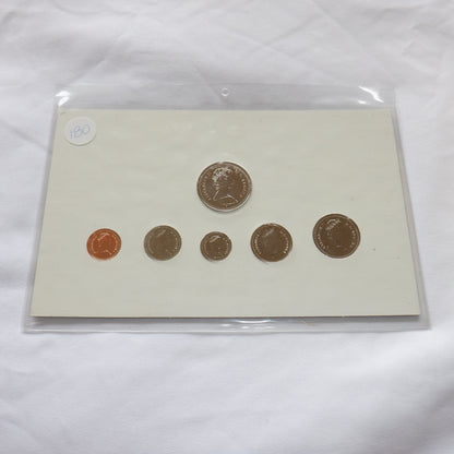 1986 CANADIAN 6-COIN SPECIMEN SET, on 6-colour CANADA C.C.A & S. DISPLAY BOARD