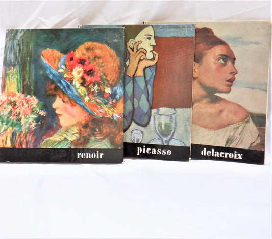 Vintage Set of Three Miniature Art Books, RENOIR, DELACROIX & PICASSO,  1970's