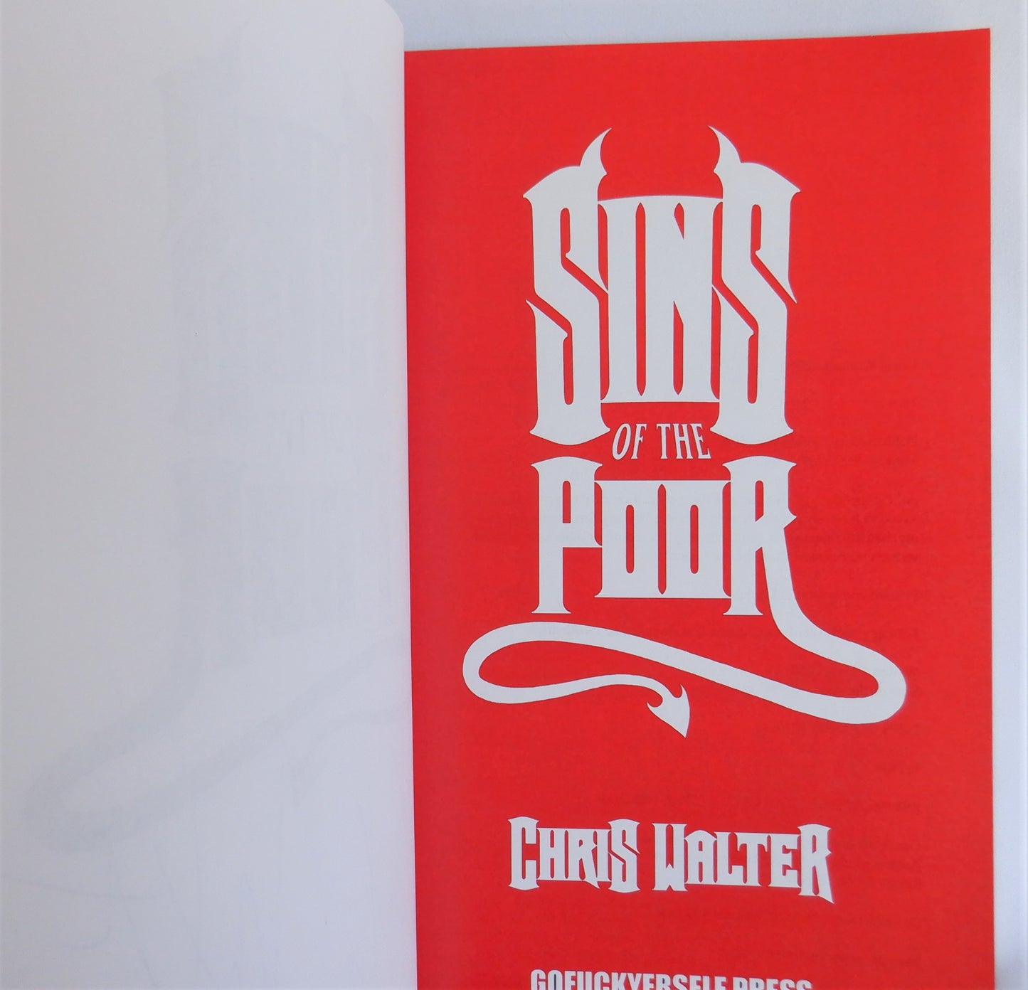 SINS OF THE POOR, A Novel by Chris Walter (1st Ed. SIGNED)