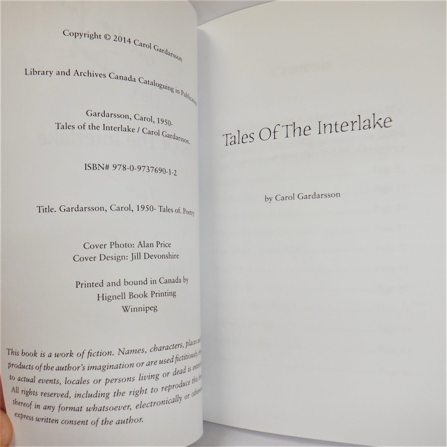 TALES OF THE INTERLAKE, A Collection of Strange Rural Stories for all ages, by Carol Gardarsson (1st Ed. SIGNED)