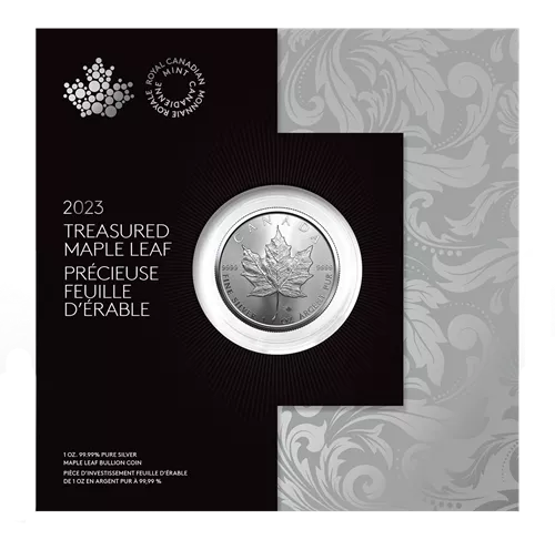 2023 Royal Canadian Mint $5 Pure Silver Coin 1 oz. 99.99% - TREASURED SILVER MAPLE LEAF COIN