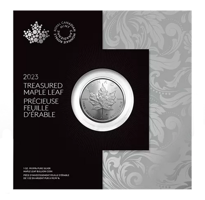 2023 Royal Canadian Mint $5 Pure Silver Coin 1 oz. 99.99% - TREASURED SILVER MAPLE LEAF COIN