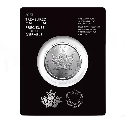 2023 Royal Canadian Mint $5 Pure Silver Coin 1 oz. 99.99% - TREASURED SILVER MAPLE LEAF COIN