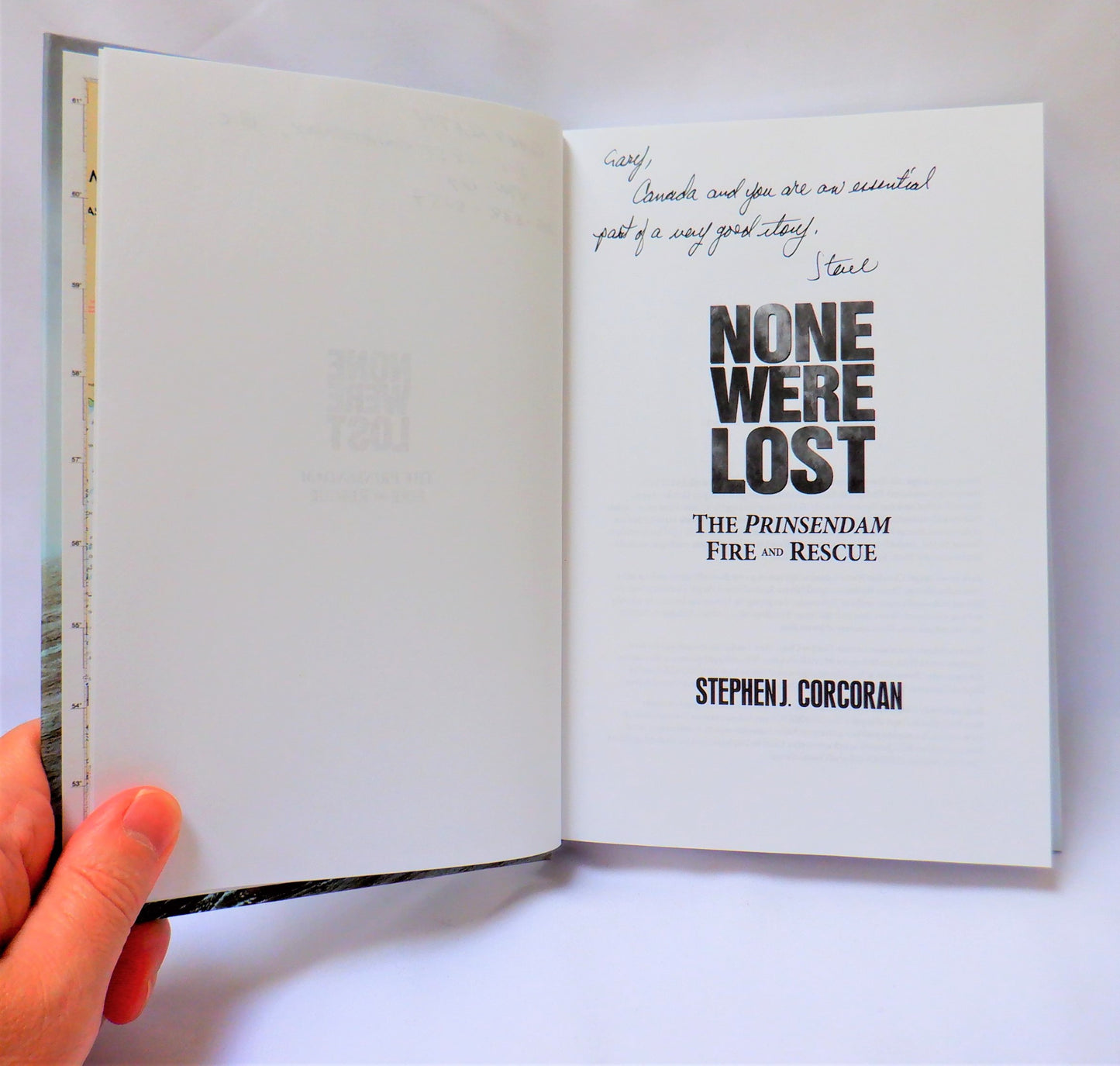 NONE WERE LOST-The Prinsendam Fire and Rescue Story by Stephen J. Corcoran (RARE 1st Ed. SIGNED)