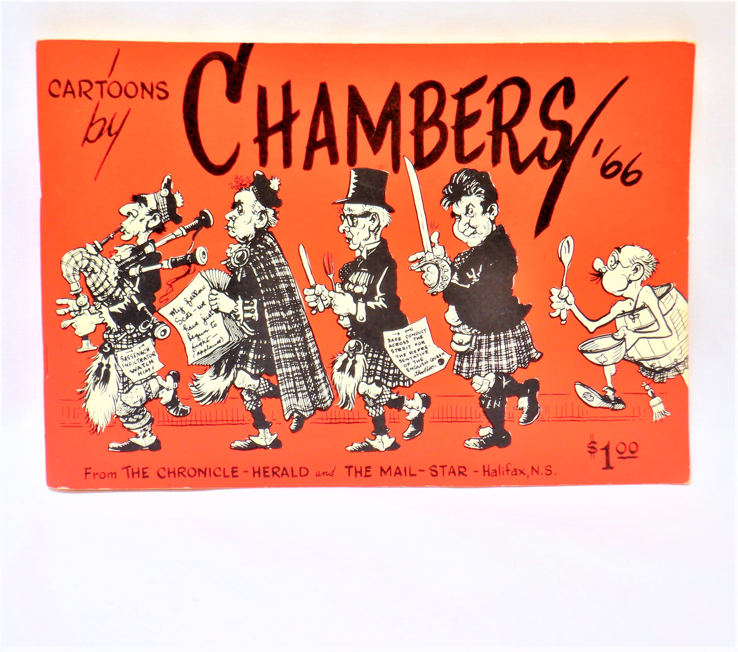 CARTOONS BY CHAMBERS, Canadian Political Cartoons by Bob Chambers from the Chronicle-Herald and The Mail-Star Newspapers, Halifax, Nova Scotia (1966 1st Ed.)