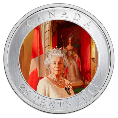 2013 Coloured 25-Cent Canadian Quarter: THE 2012 STATE PORTRAIT OF HER MAJESTY QUEEN ELIZABETH II