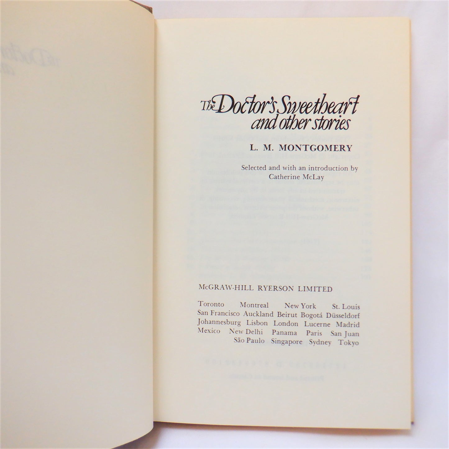 THE DOCTOR'S SWEETHEART and OTHER STORIES by L.M. Montgomery (1979 1st Ed.)