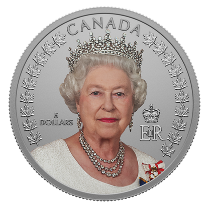 2022 Canadian $5 Coin in Fine Pure .9999 Silver: A FULL-COLOUR PORTRAIT OF HRM QUEEN ELIZABETH II