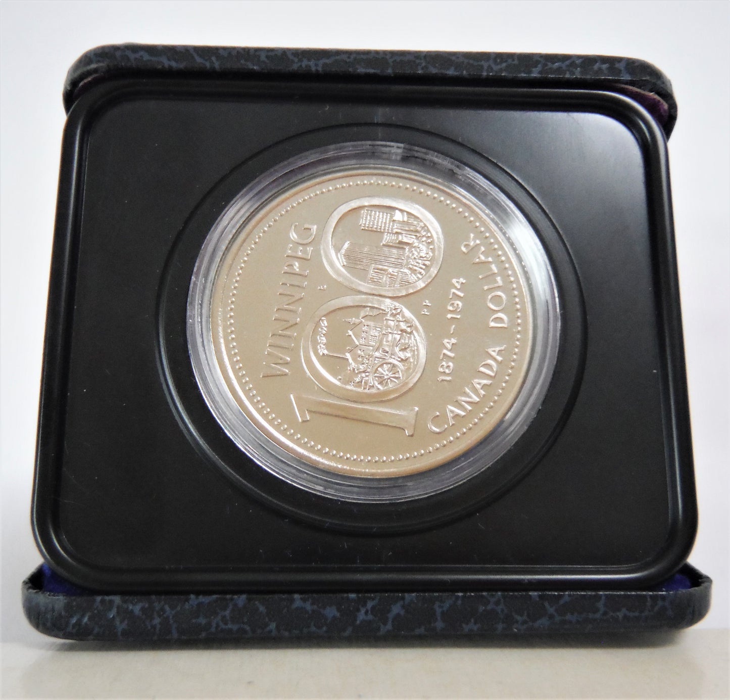 1974 Canadian $1 CITY OF WINNIPEG Centennial (1874-1974) Brilliant Uncirculated Nickel Dollar Coin w/case