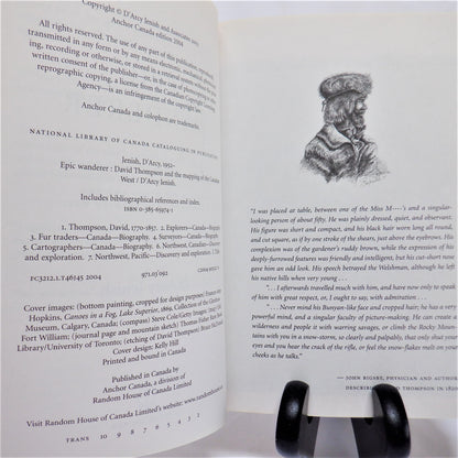 EPIC WANDERER, DAVID THOMPSON and the Mapping of the Canadian West, by D'Arcy Jenish (2004 1st Ed.)