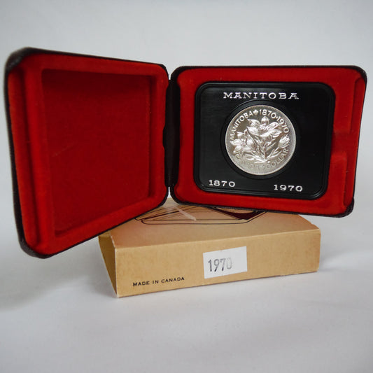 1970 Canadian $1 MANITOBA Centennial (1870-1970) Brilliant Uncirculated Nickel Dollar Coin w/case