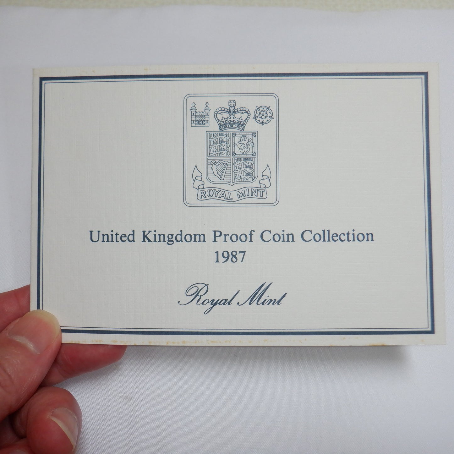 1987 United Kingdom 7-Coins PROOF SET, Great Britain Penny to 1 Pound ENGLISH OAK COIN