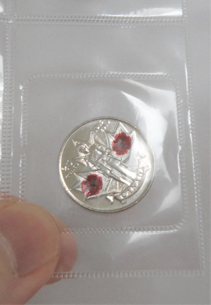 2010 Canadian .25-cent RED POPPY COLOURED QUARTER: 'Year Of The Veteran'