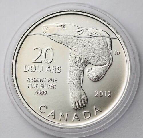 2012 20 for 20 Pure Silver Coin CANADA POLAR BEAR. Coin Only