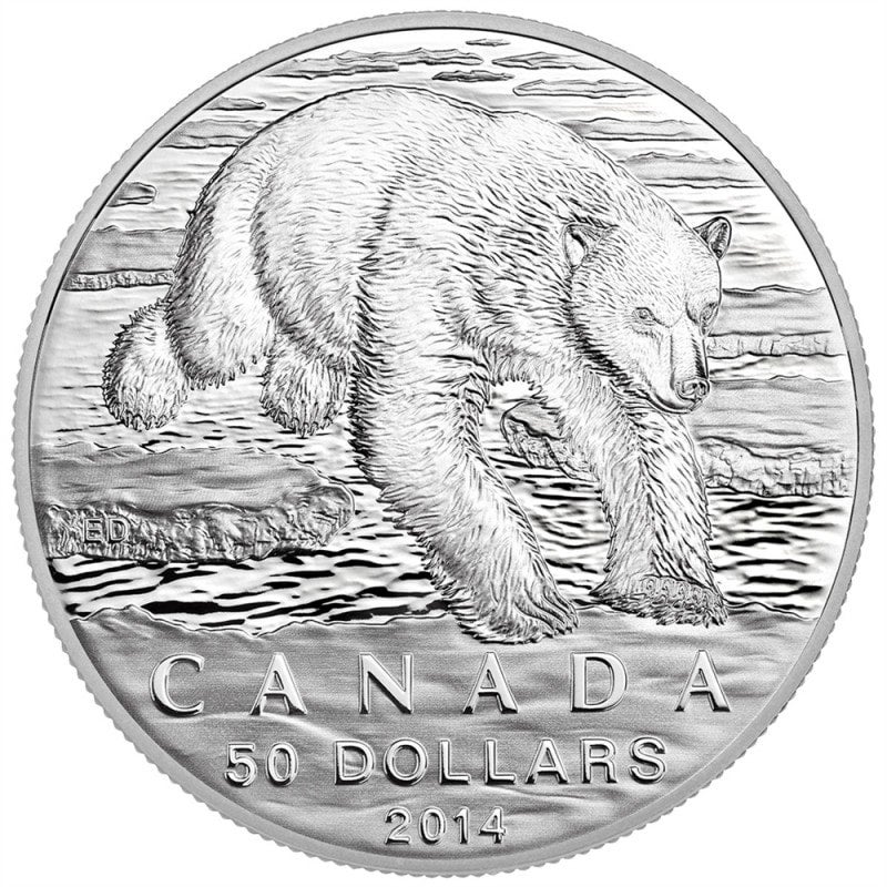 2016 $50 For $50 CANADA POLAR BEAR Pure Silver Coin w/COA Card