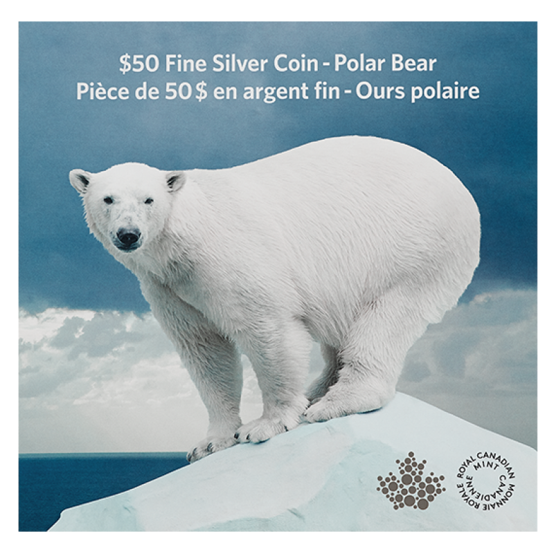 2016 $50 For $50 CANADA POLAR BEAR Pure Silver Coin w/COA Card