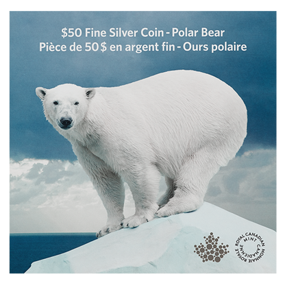 2016 $50 For $50 CANADA POLAR BEAR Pure Silver Coin w/COA Card