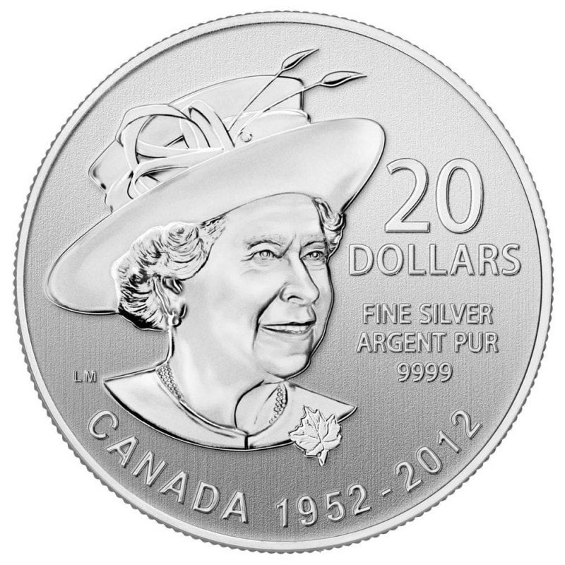2012 $20 for $20 Pure Silver Coin: CANADA QUEEN'S DIAMOND JUBILEE