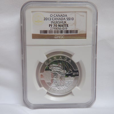 2013 $10 O-Canada INUKSHUK Fine Silver Coin, RARE NGC PF70 MATTE