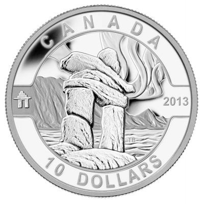 2013 $10 O-Canada INUKSHUK Fine Silver Coin, RARE NGC PF70 MATTE