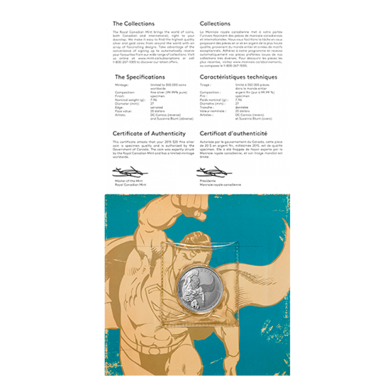 2015 $20 for $20 Pure Silver Coin: CANADA SUPERMAN