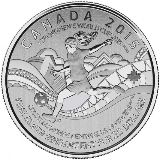 2015 $20 for $20 Pure Silver Coin: CANADA WOMEN'S SOCCER