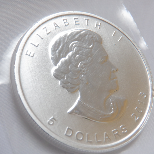 2013 1 oz .9999 Fine Silver Coin $5 - CANADIAN SILVER MAPLE LEAF 25th Anniversary Coin