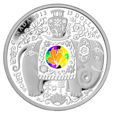 2013 MAPLE OF PEACE COIN, $15 Pure Fine 1oz Canadian .9999 Silver Coin