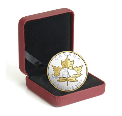 2017 Canadian $25 Pure Fine  .9999 1oz Silver Coin with Selective GOLD PLATING: PIEDFORT TIMELESS ICONS