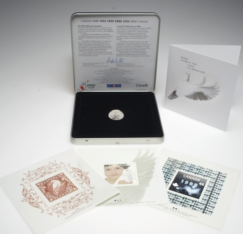 2000 OFFICIAL MILLENNIUM KEEPSAKE TIN, including Stamps by Canada Post & Medallion by Royal Canadian Mint