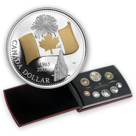 2005 Canadian 8-Coin Silver Proof Double Dollar Set: CANADA'S NATIONAL FLAG 1965-2005 40th Anniversary