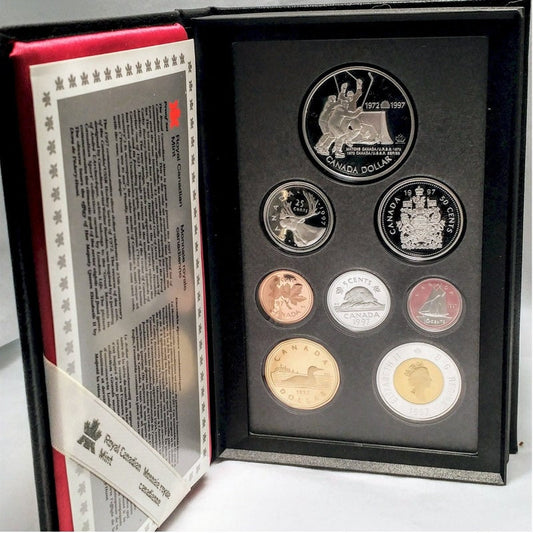 1997 Double Dollar 8-Coin Proof Set in Fine Silver: CANADA USSR HOCKEY 25th Anniversary