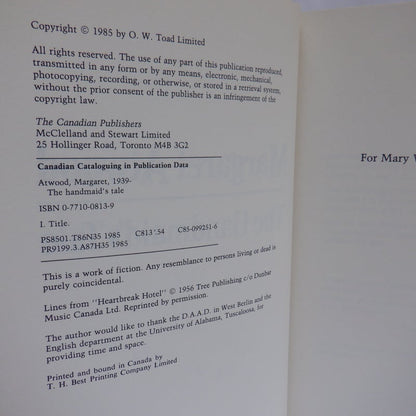 THE HANDMAID'S TALE by Margaret Atwood. (1st Ed. SIGNED)